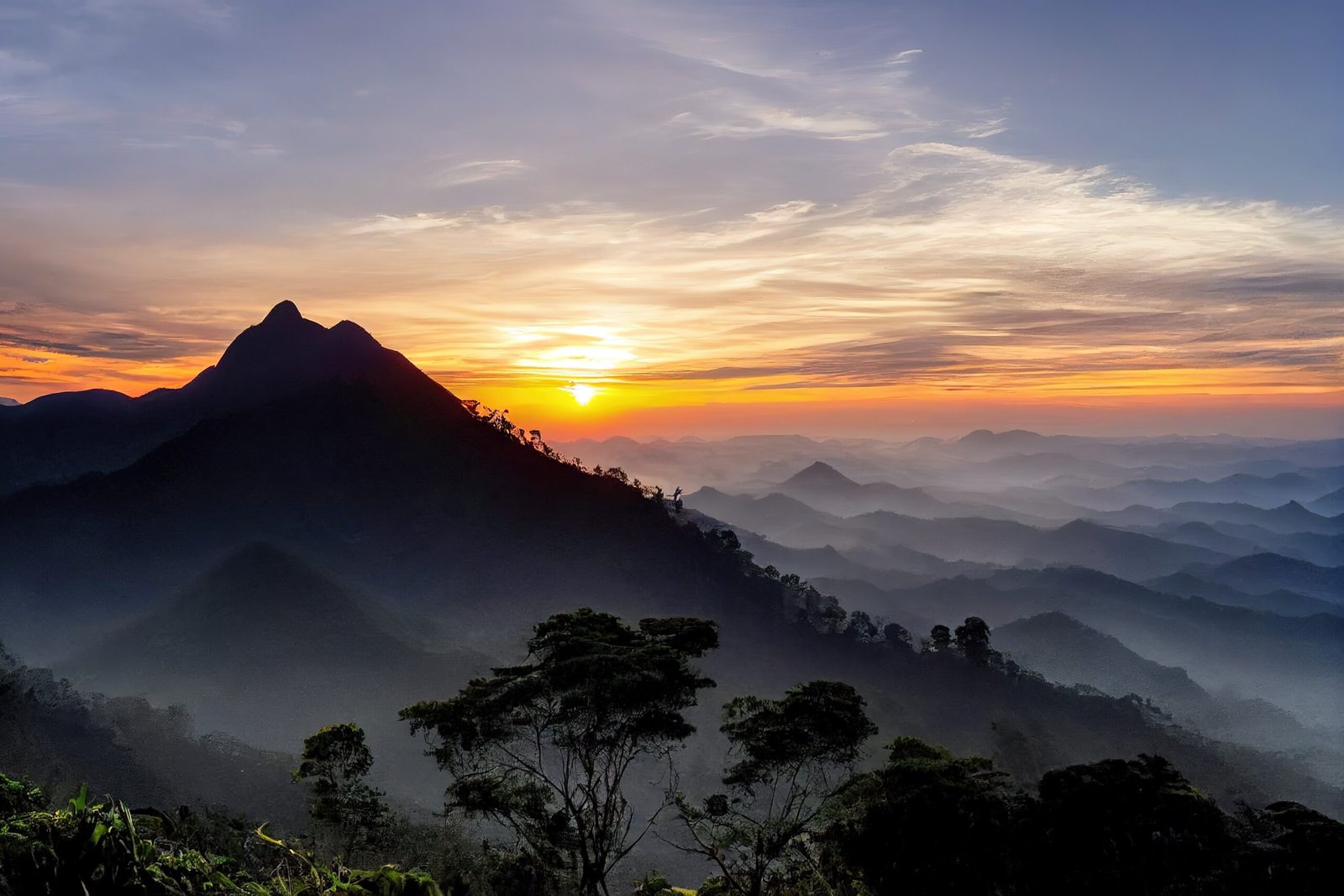 Beautiful sunrise at little Adams peak in Ella, Sri Lanka. Ella is a great location for viewing some of the best natural scenery in Sri Lanka