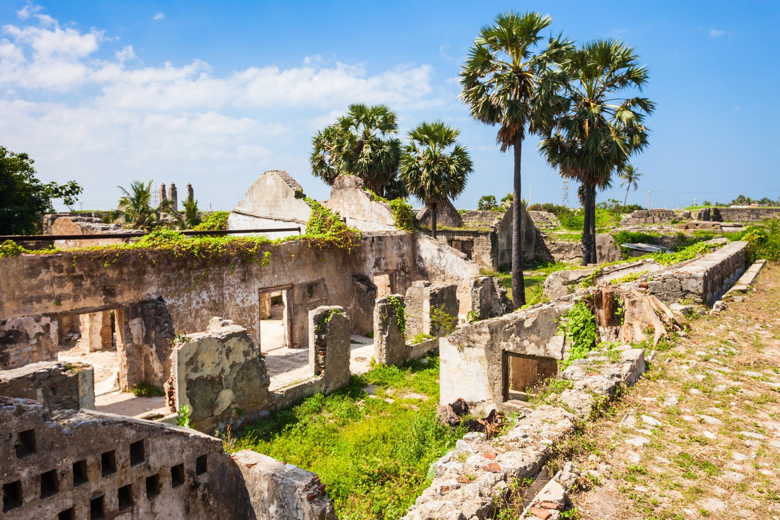 Mannar Fort is located on Mannar Island, Sri Lanka. Fort built by Portuguese, then fell to the Dutch and the British.